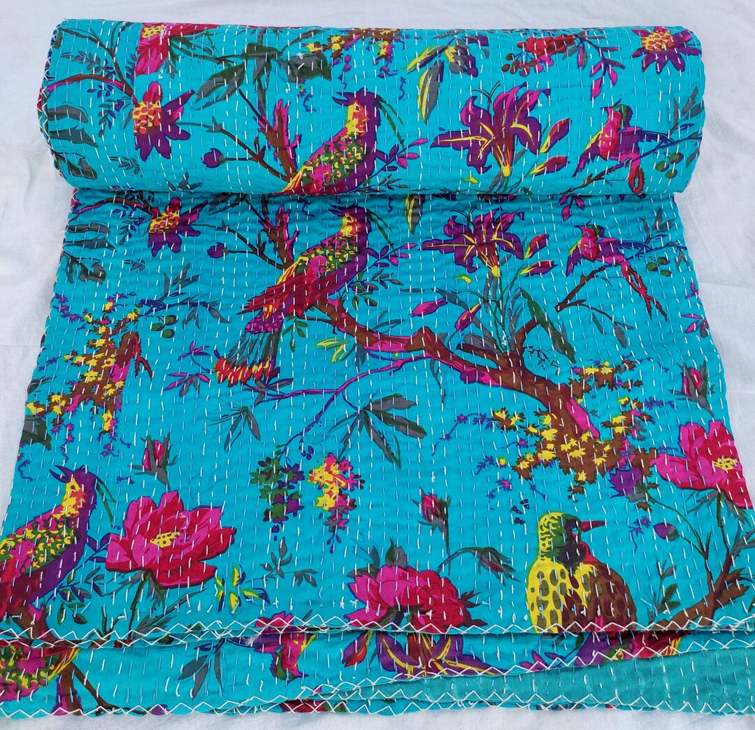 Kantha Quilt Queen Quilt for Sale Handmade Kantha Quilt Indian Etsy