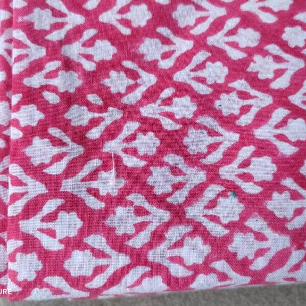 Hand Block Pink Printed cotton Fabric Pink block print Fabric Soft pink block print fabric handblock fabric blockprint preppy pink fabric