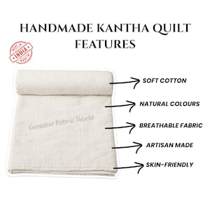 Blue Floral Vine Design | Handmade Kantha Quilt Cotton Bedspread Lightweight Boho Bedding image 8