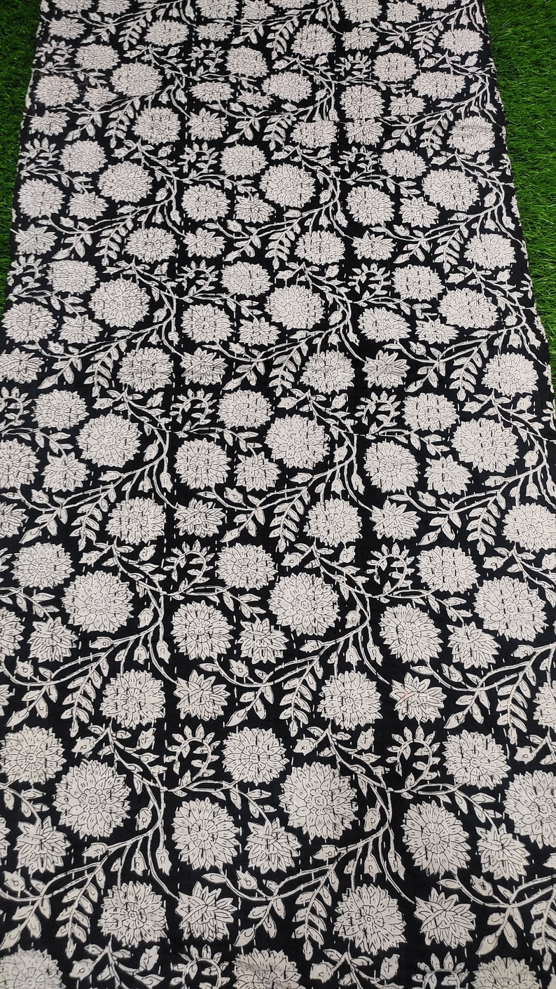 Indian Black Floral Bedspread or Quilt Queen Black and White Etsy