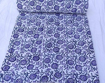 Couette kantha d'été en coton à imprimé indien Couette kantha violette Couette kantha violette matelassée kantha Couvre-lit imprimé floral Kantha