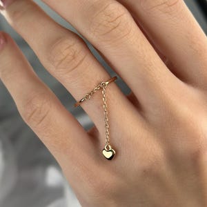 Gold Filled Verstellbarer Pinky Ring: Sterling Silber Herz Anhänger