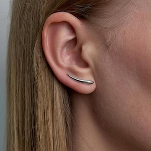Helix Stud Earring, Helix Piercing Climber Stud, cartilage earring 925 sterling silver, Long Helix Piercing, Marquise Ear Crawlers Earring