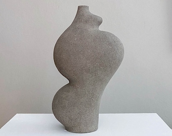 Sculptural Grey Ceramic Vase, Abstract Vessel