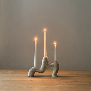 SMUL Candle Holder, White Grey Ceramic Vase