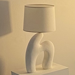 Sculptural White Ceramic Table Lamp by Aysun Ay
