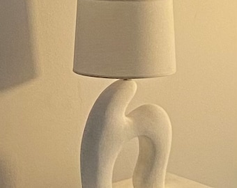 Sculptural White Ceramic Table Lamp by Aysun Ay