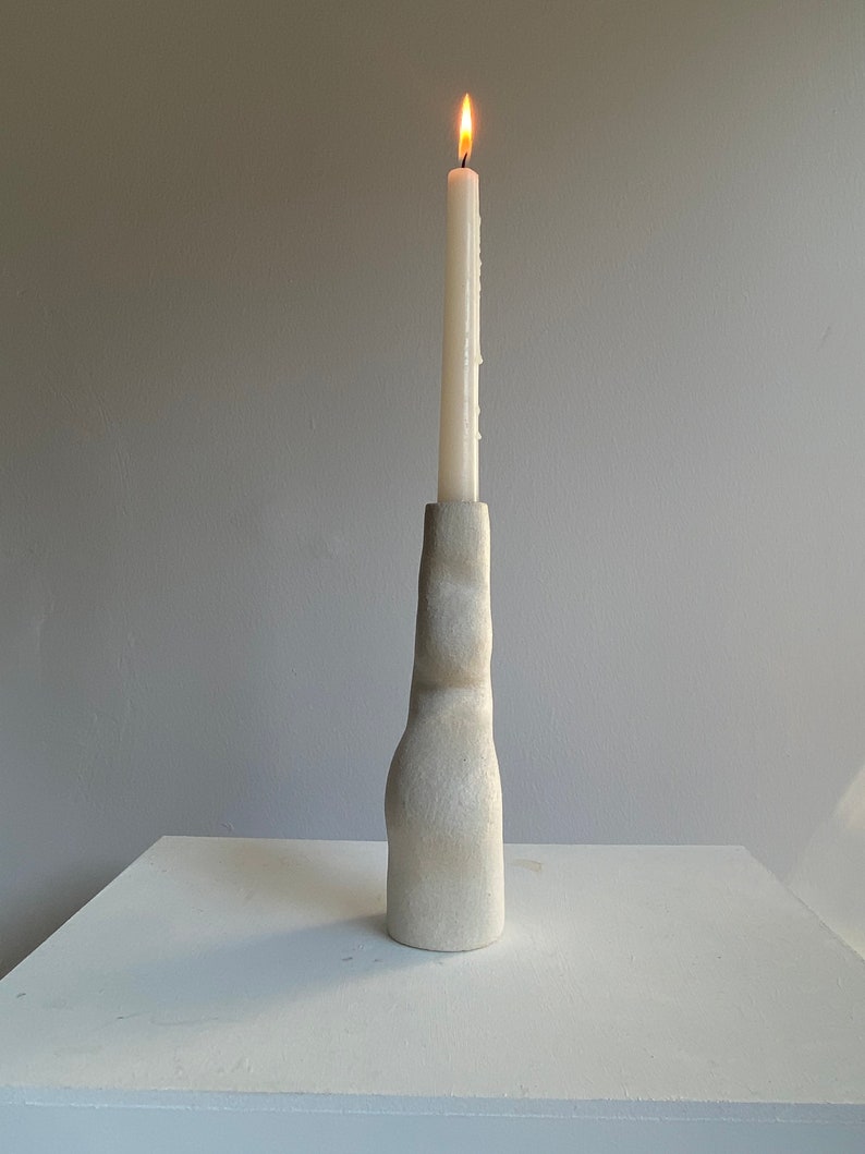White Ceramic Candlestick M33cs Candle Holder Etsy