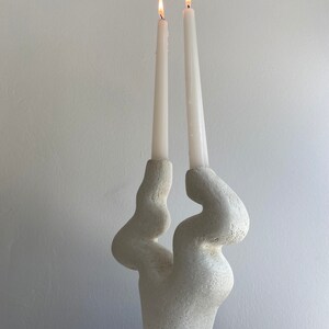 White Ceramic Candlestick , M33C Candle Holder image 5