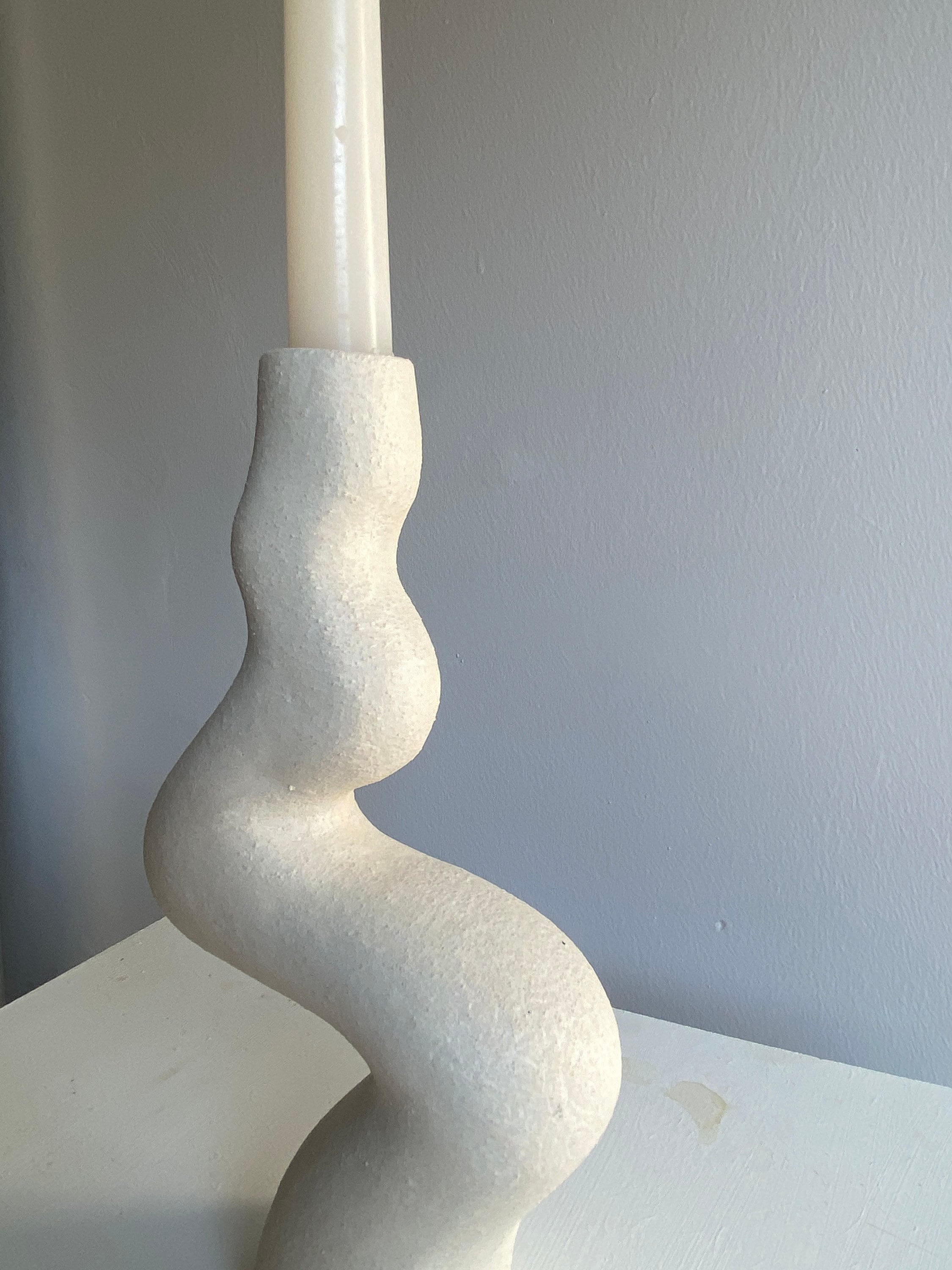 White Ceramic Candlestick M33cs Candle Holder Etsy