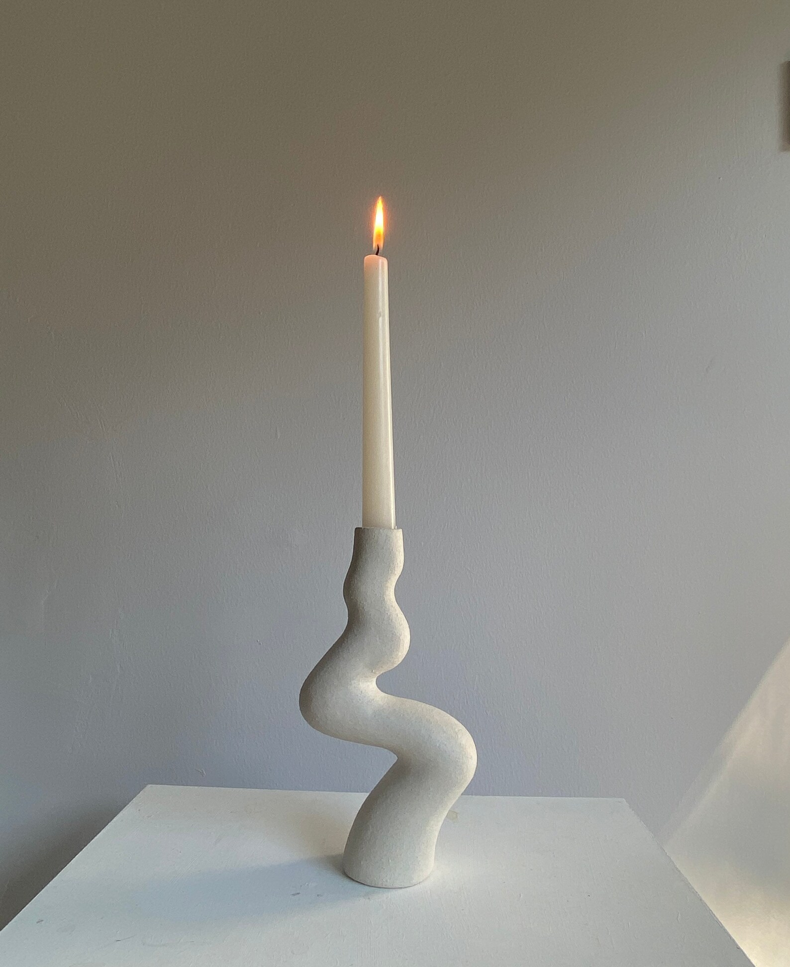 White Ceramic Candlestick M33cs Candle Holder Etsy