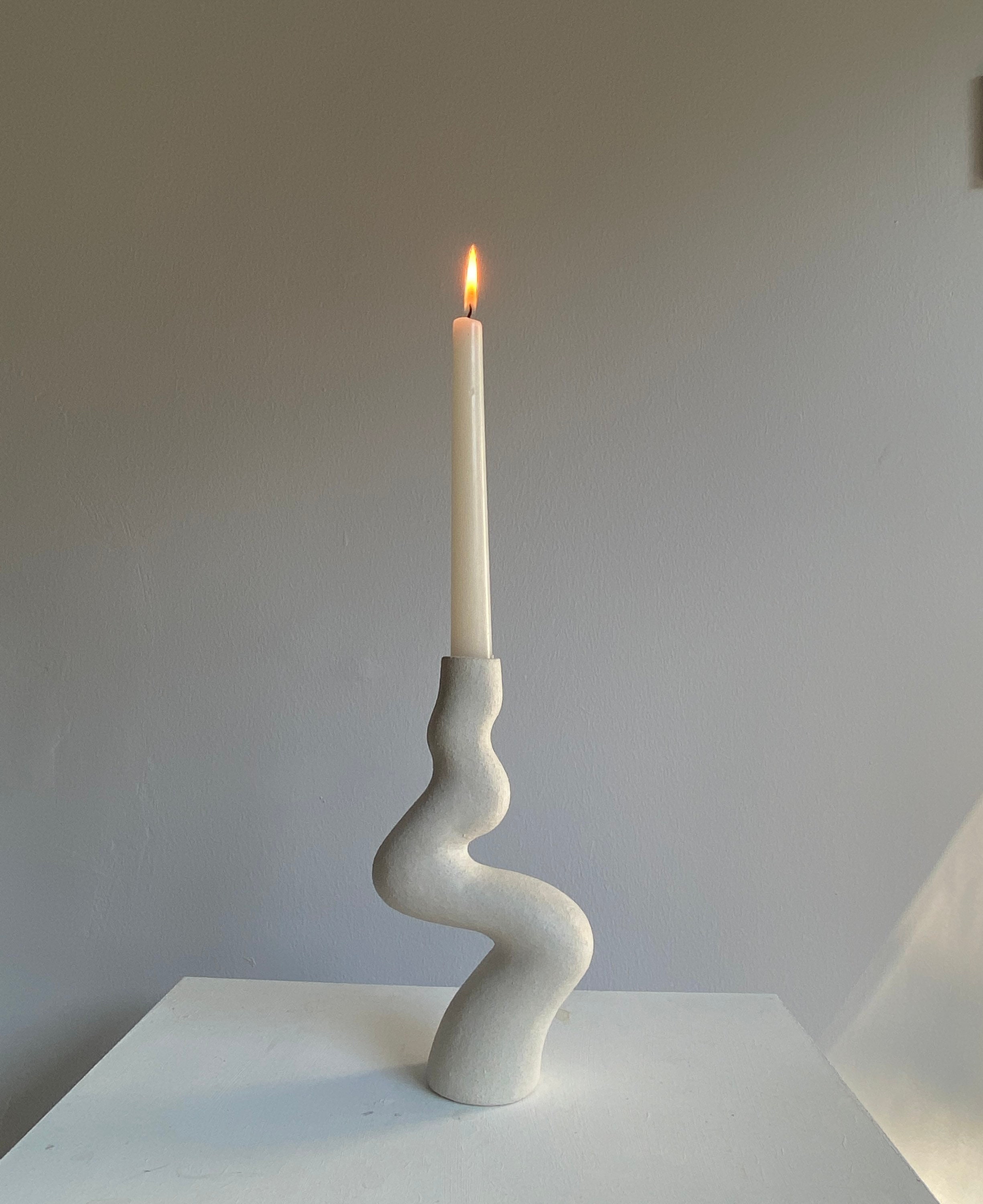White Ceramic Candlestick M33cs Candle Holder - Etsy