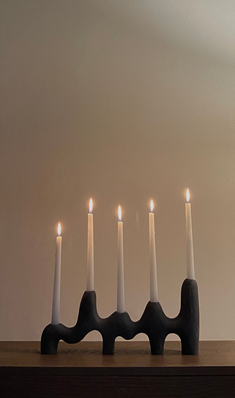 SMUL II Candle Holder, Black Ceramic Candlestick image 2