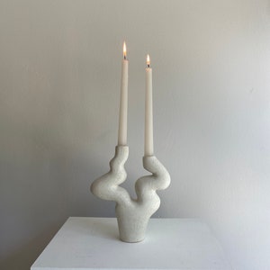 White Ceramic Candlestick , M33C Candle Holder image 3