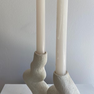 White Ceramic Candlestick , M33C Candle Holder image 6