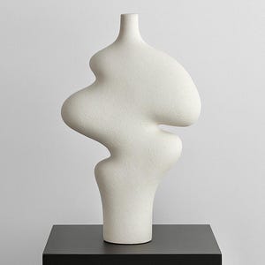 Contemporary white ceramic sculpture - M33 Sculptural vessel by Aysun Ay