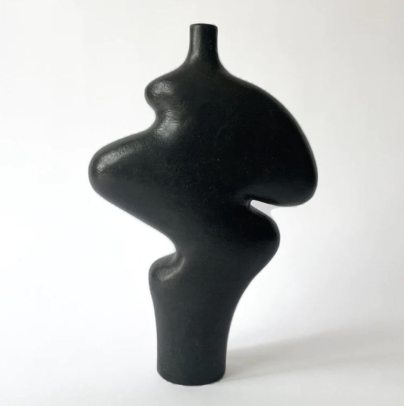 M33 Vase, Schwarze Keramik Vase Bild 2