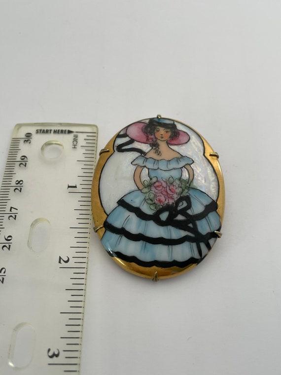 ANTIQUE EDWARDIAN NAÏF Hand Painted Porcelain Bro… - image 3