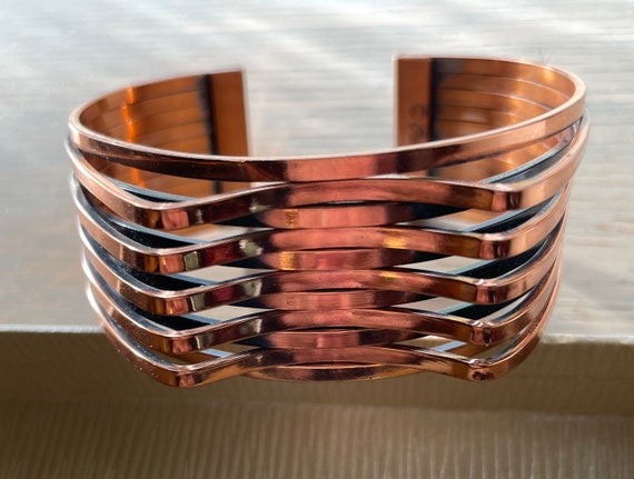 MCM VINTAGE RENOIR Solid Copper Wide Cuff - image 2