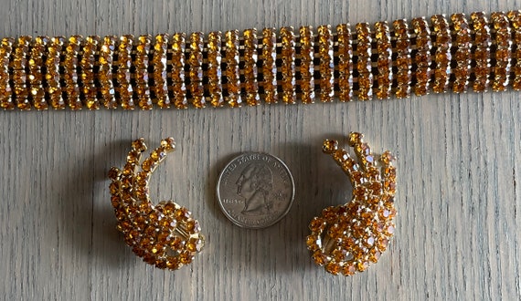 MID CENTURY VINTAGE Rhinestone Bracelet and Earri… - image 5