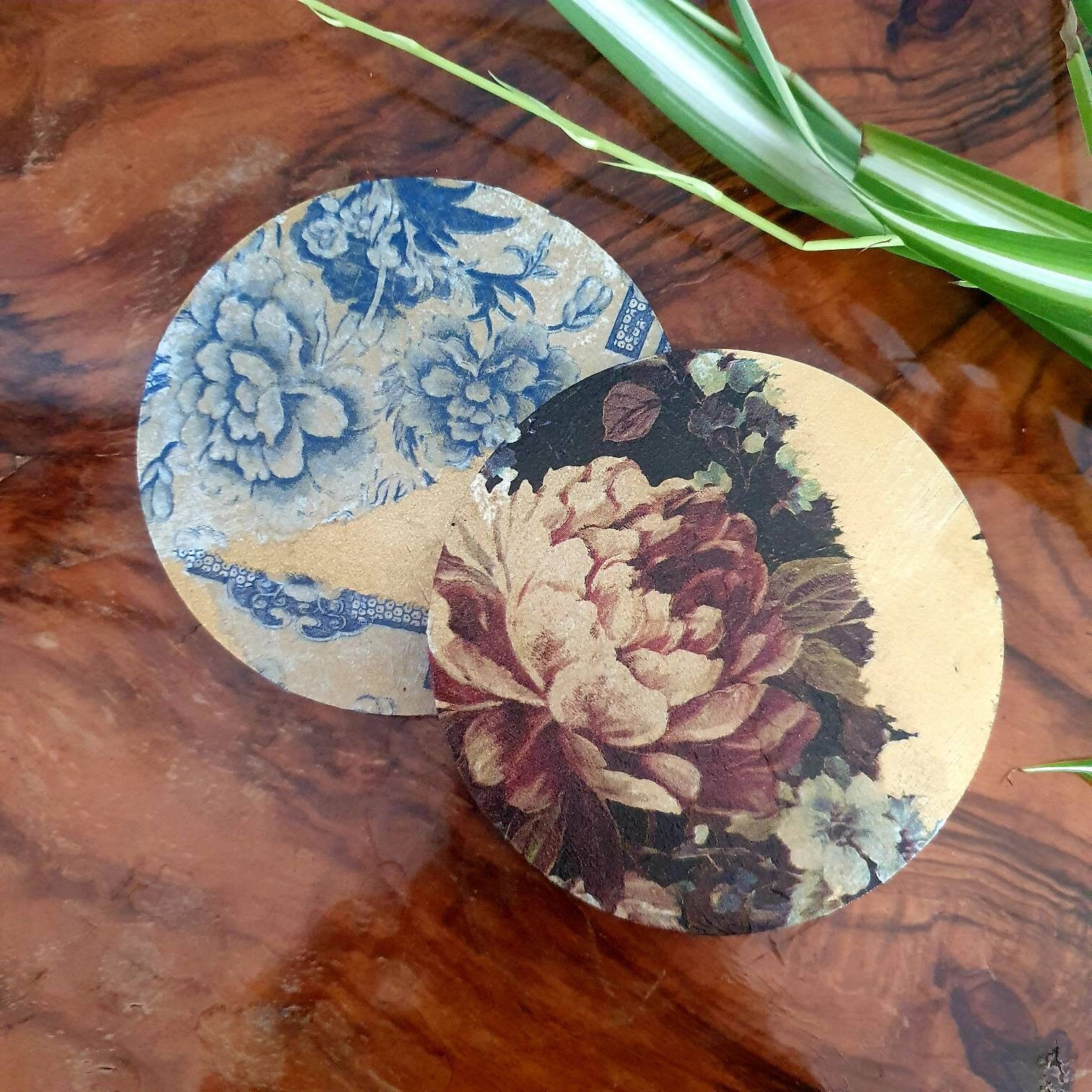 Set Coaster decoupage vintage Etsy