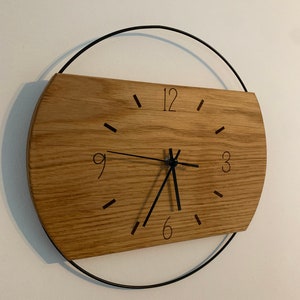 Oak wall clock with ring, 30, 35 or 40 cm diameter, silent clockwork, handmade, various ring sizes!