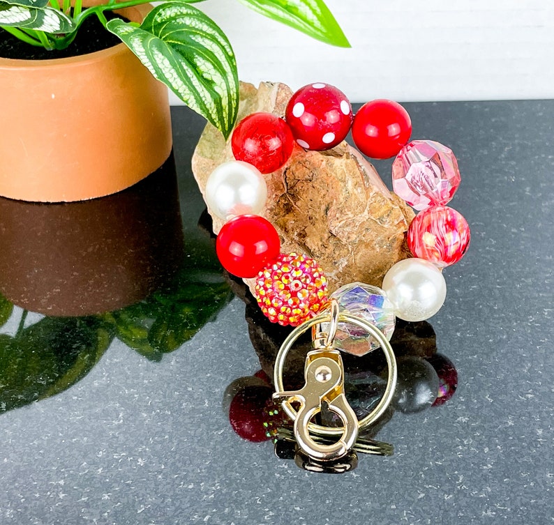 Bubblegum Bead Keychain Keychain Wristlet Colorful Bracelet Etsy
