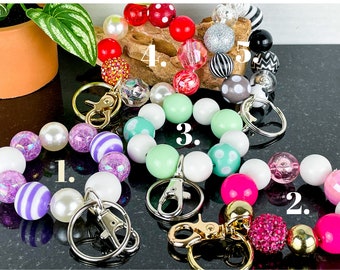 Bubblegum Bead Keychain, Keychain Wristlet, Colorful Bracelet for Keys, Stretchy Beaded Keychain, Bubblegum Bead Bracelet