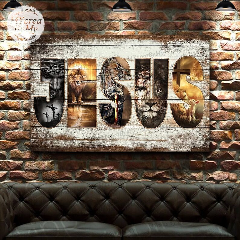 Lion and Jesus Canvas / Jesus Wall Art / God Canvas Wall Art / Etsy