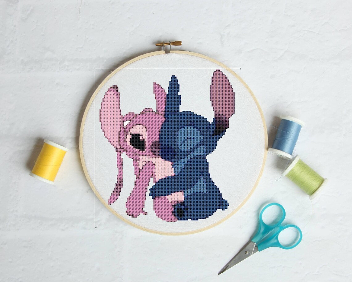 Stitch and Angel cross stitch Pattern PDF Beginners Disney Etsy