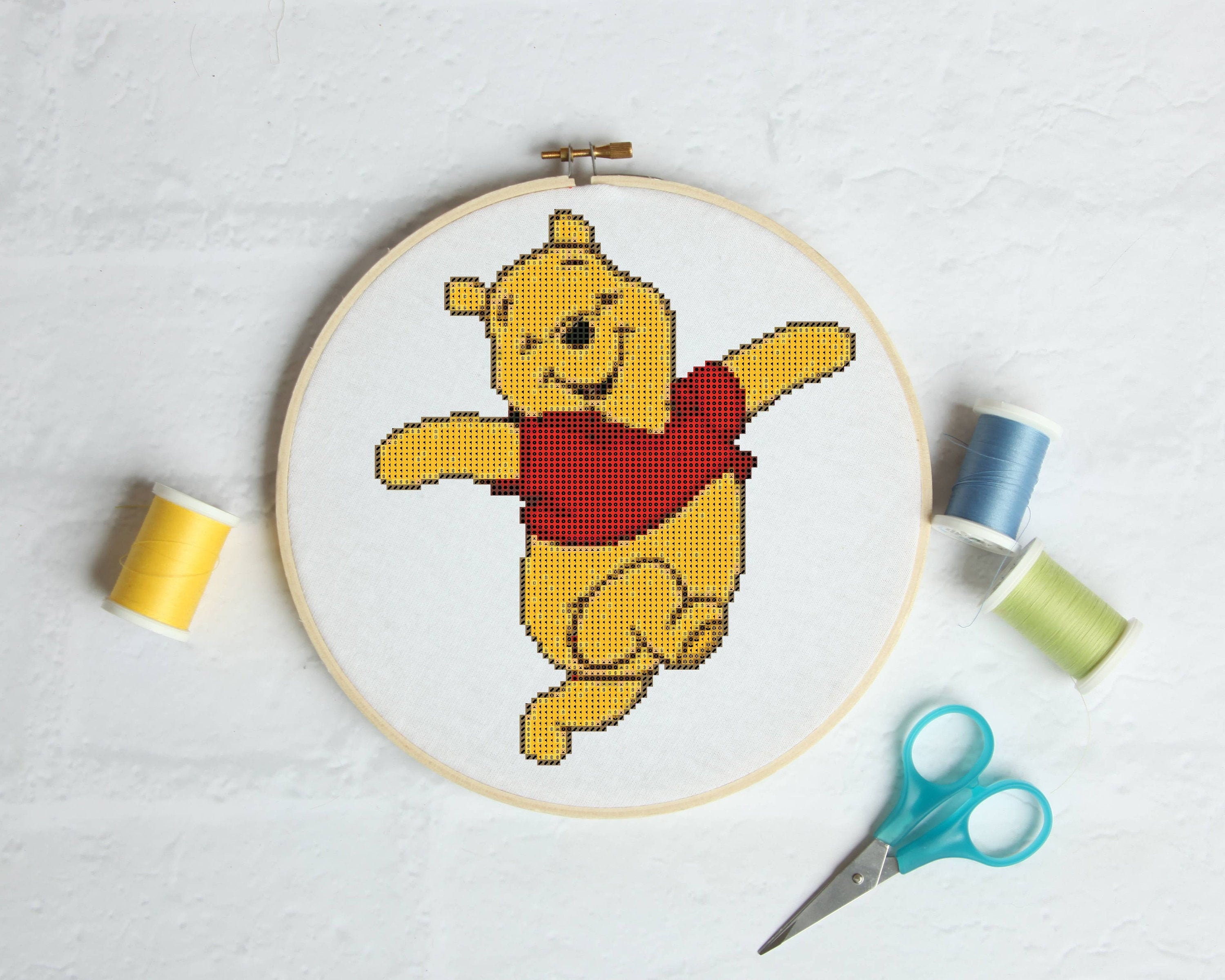 Happy Winnie the Pooh cross stitch Pattern PDF Beginners Etsy