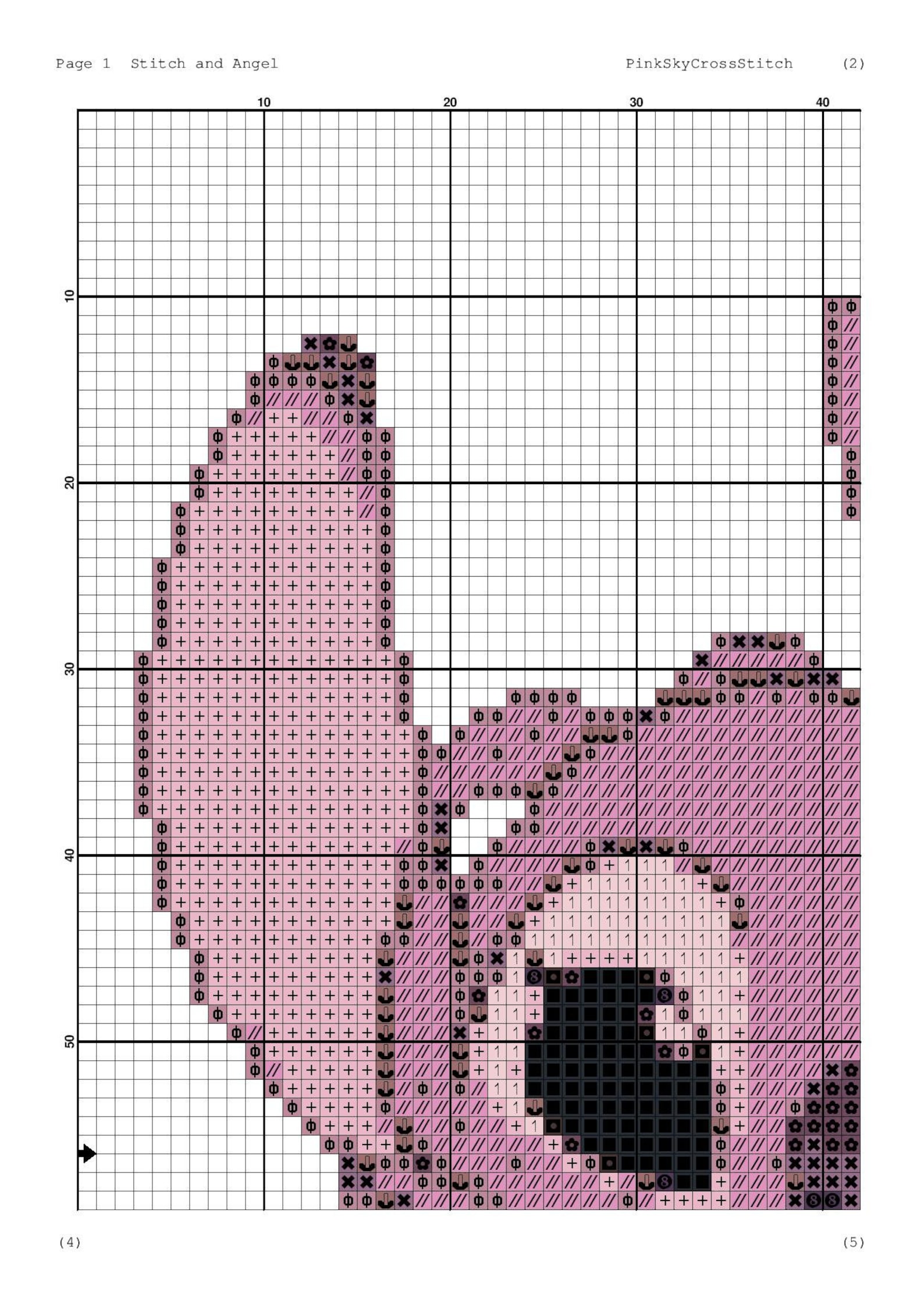 Stitch and Angel cross stitch Pattern PDF Beginners Disney Etsy
