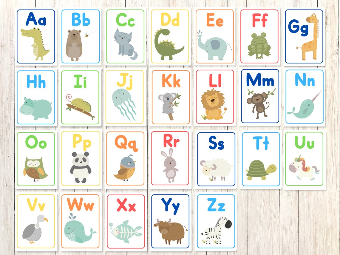 AZ Flash Cards Alphabet Flashcards Educational Cards Learn Etsy Canada