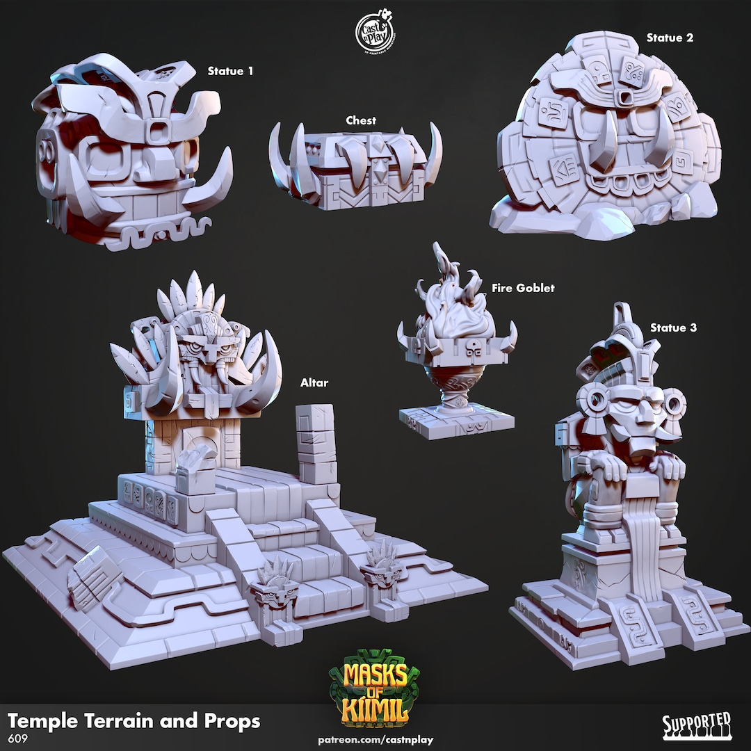 Figurine Yaotl Kiimil Emperor – Masks Of Kiimil – CastnPlay – Univers Fantasy Aztèque Maya – Neuf