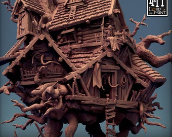 Baba Yaga and Isba (Chicken House) Miniatures by Rescale Miniatures (tale of Bayun Set)