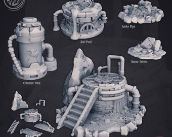 Sewer Scatter Props and Sewer Portal miniatures by CastnPlay