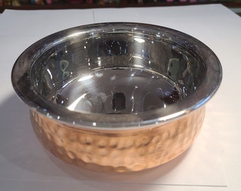 Steel Serving Bowl  (5 in) with Hammered Copper Finish -  Double layered - 5 inches round