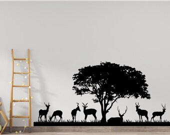 Sticker mural savane africaine | Art mural africain | Stickers muraux animaux Art mural animal Sticker mural animal Savane africaine SG1196