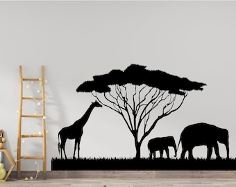 Sticker mural savane africaine | Art mural africain | Stickers muraux animaux Art mural animal Sticker mural animal Savane africaine SG1203