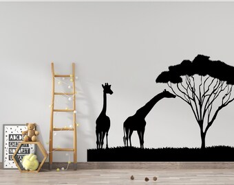 Sticker mural savane africaine | Art mural africain | Stickers muraux animaux Art mural animal Sticker mural animal Savane africaine SG1204