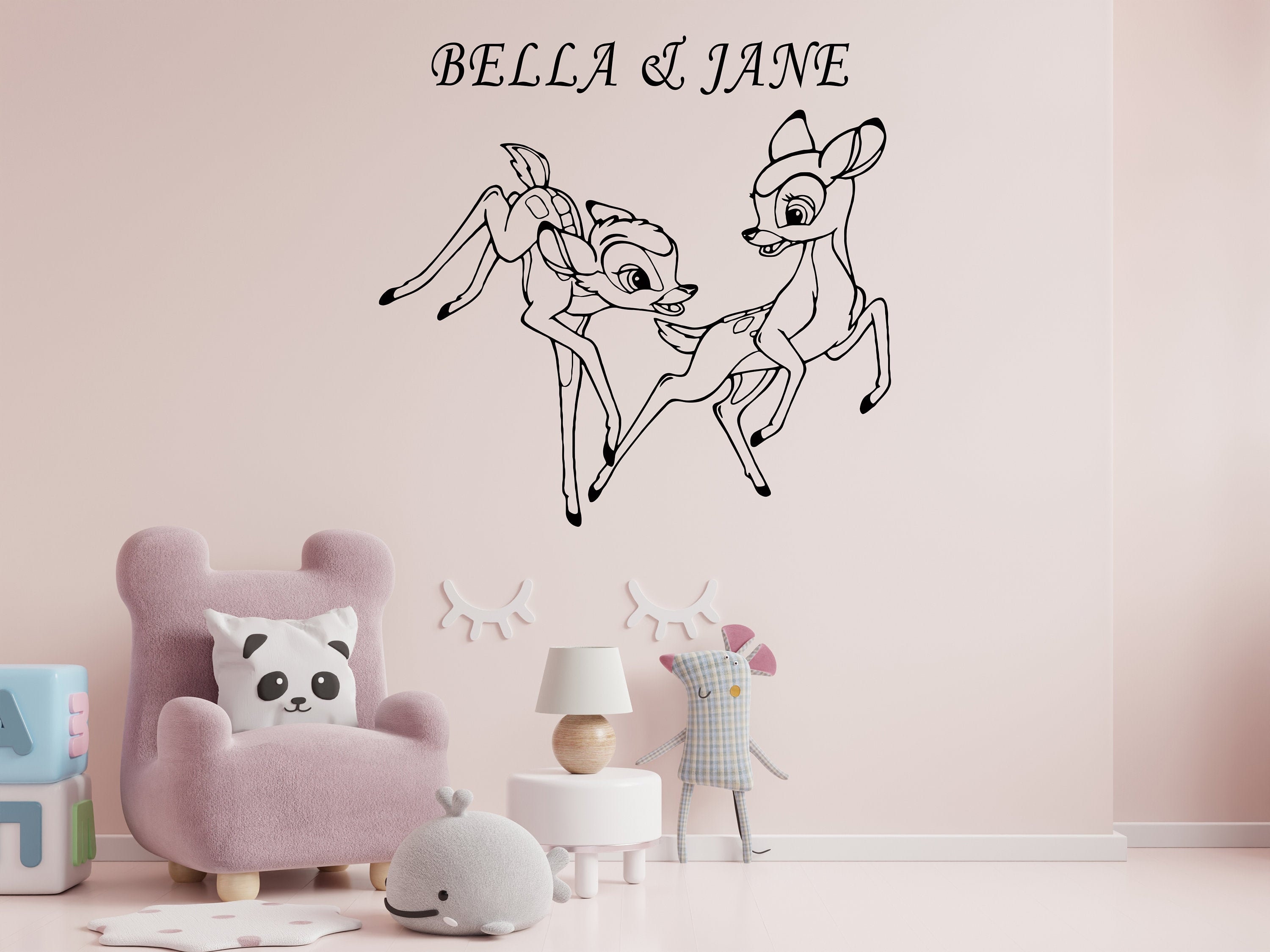Bambi Wall Decal Kids Room Wall Decal Personalized Bambi Cartoon Wall