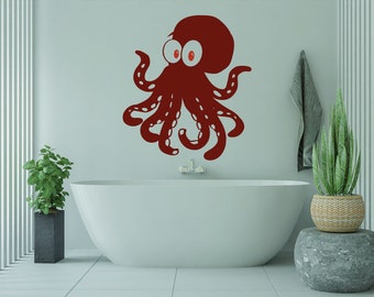 Wall Vinyl Decal Jellyfish Octopus Deep Sea Ocean Fish Scuba Tentacles Z3162 