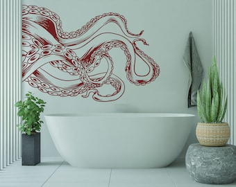 Octopus Wandtattoo Vinyl Aufkleber | Tentakel Aufkleber Vinyl Aufkleber Unterwassertiere | Kraken Aufkleber Ocean Wandbild 003WA