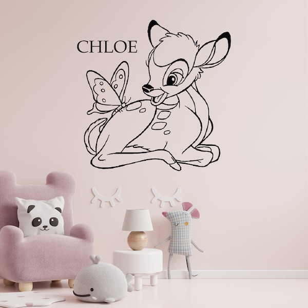 Bambi Wandtattoo | Kinderzimmer Wandtattoo Personalisierte Bambi Cartoon Wandaufkleber 0061DU