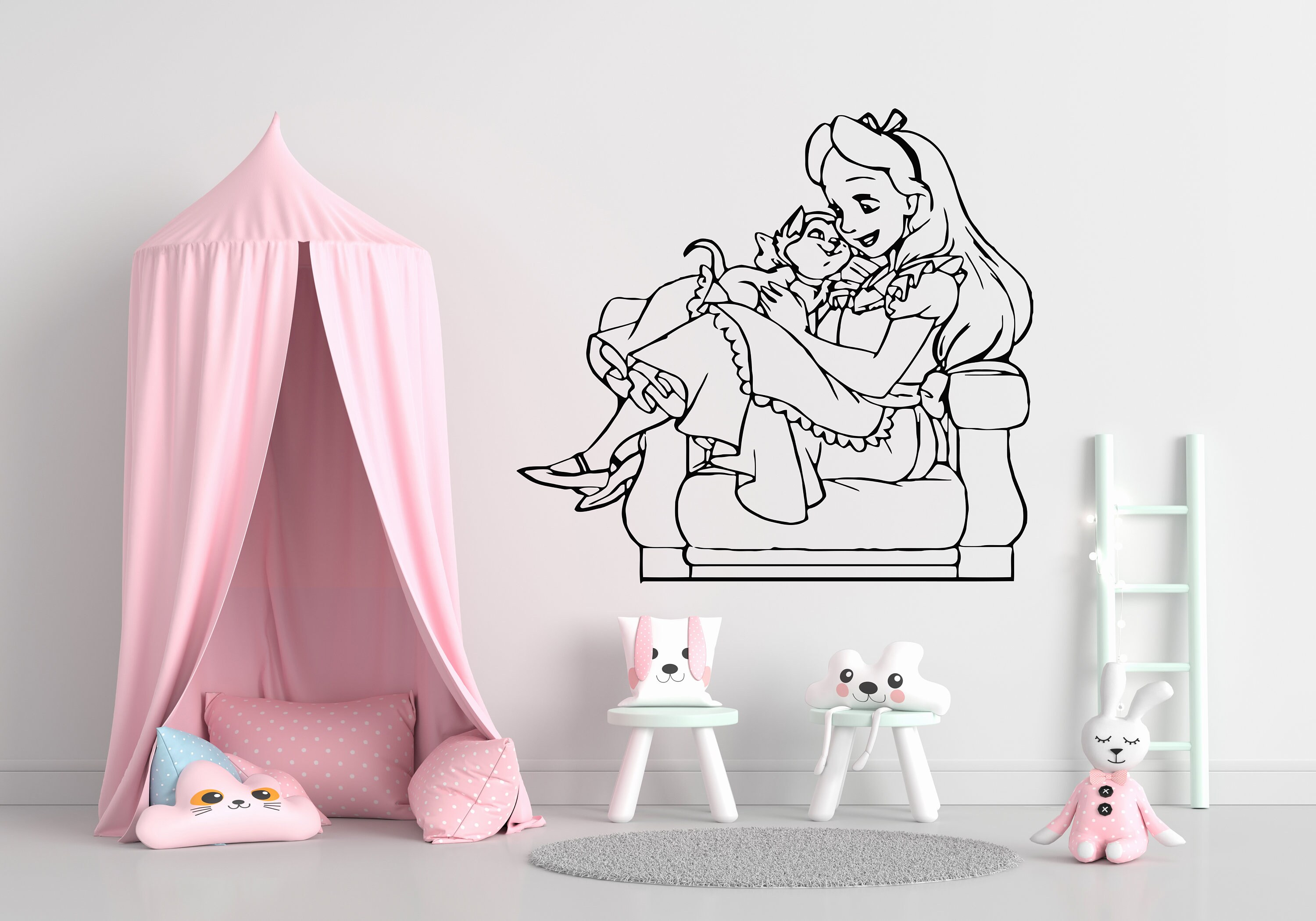 Alice im Wunderland WandAufkleber Mädchen Schlafzimmer Wand | Etsy