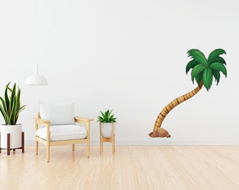 Palm Tree Wall Decal | Colorful Tree Wall Stickers | Living Room Tree Vinyl Decals  | Tree Bedroom Decal | DU457