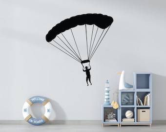 Decalcomania per paracadute Decalcomania da muro per avventura con paracadute / Adesivi murali per parapendio / Adesivi in vinile per paracadutismo 001PA