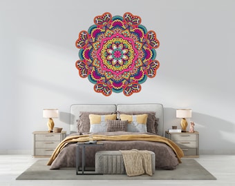 Decalcomania da muro Mandala Art / Namaste Mandala Room Decor Soggiorno Mandala Decalcomanie in vinile Adesivi Mandala Decorano decorazioni per la casa MU005