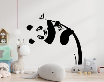 Panda Wall Decal Panda Bear Animals Bamboo Wall decor Wall Decal Window Sticker Vinyl sticker Handmade Custom Decals 332P