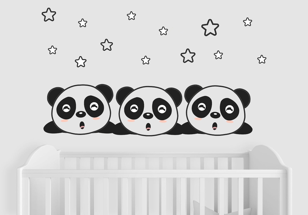 Panda Wall Decal Nursery Wall Decor Cute Panda Sticker Baby Panda Wall